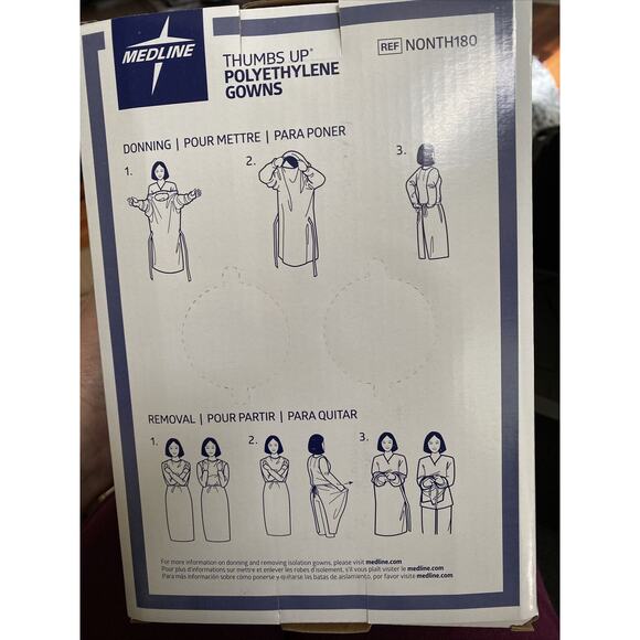 Medline NONTH180 Thumbs Up Polyethylene Blue Isolation Gowns (75) NEW Medical - Picture 4 of 7